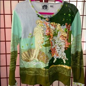 Storybook Knits Sequined Button Down Sweater